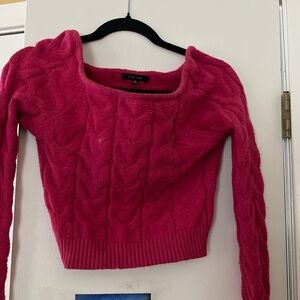 Love Tree Fuchsia Off-the-Shoulder Sweater